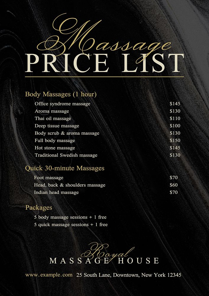 Massage Price List Poster Template Free Photo Rawpixel
