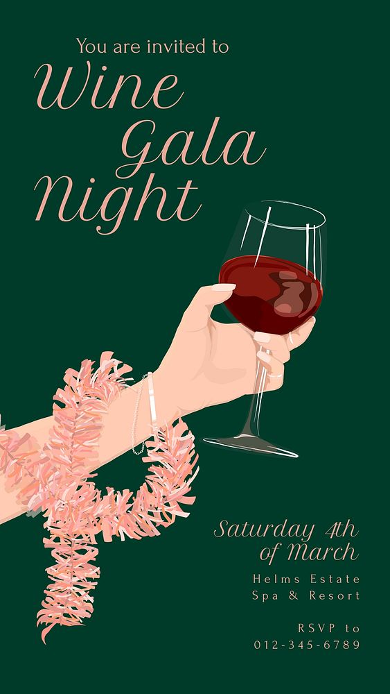 Wine gala night Instagram story template, editable social media design
