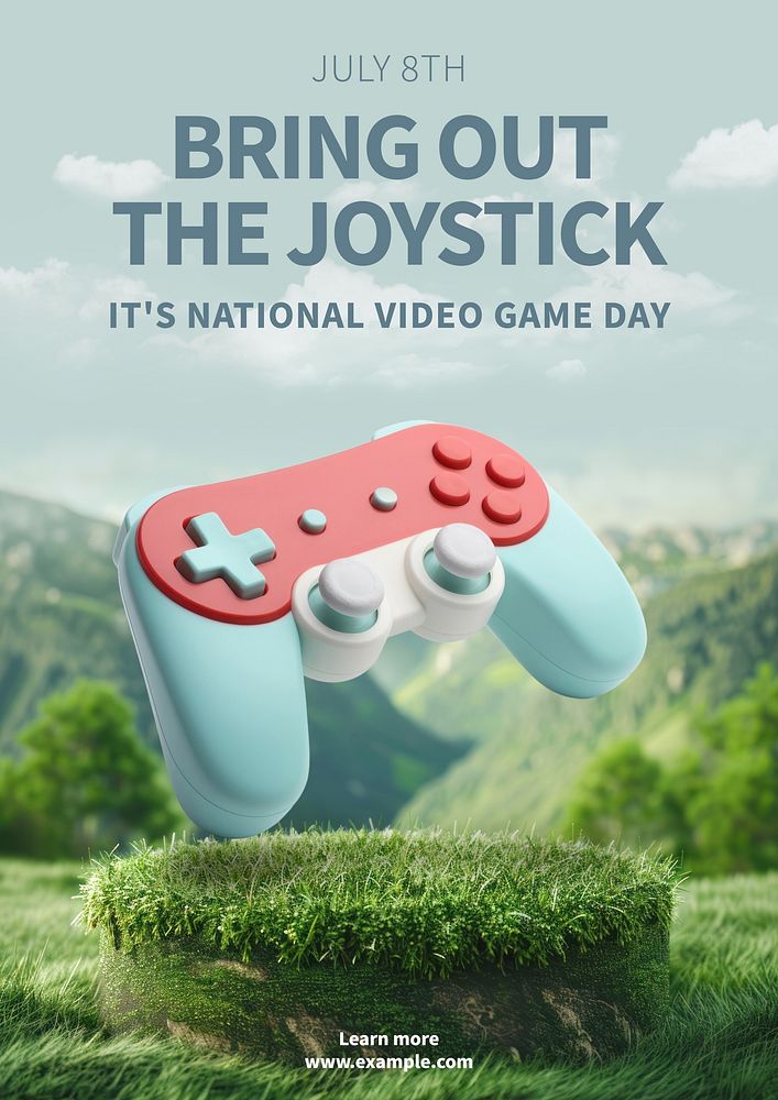 Video game day poster template