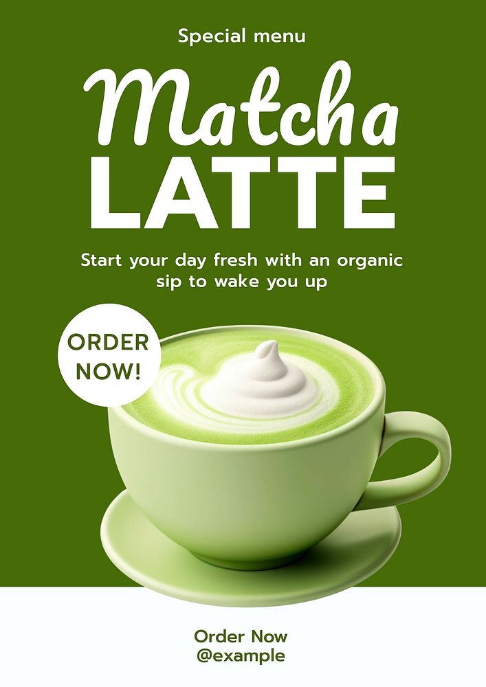 Matcha latte poster template and design