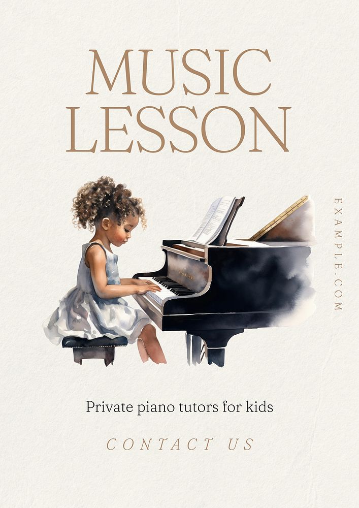 Music lesson poster template and design
