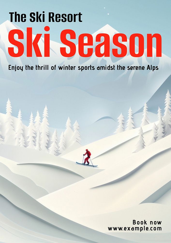 Ski season poster template