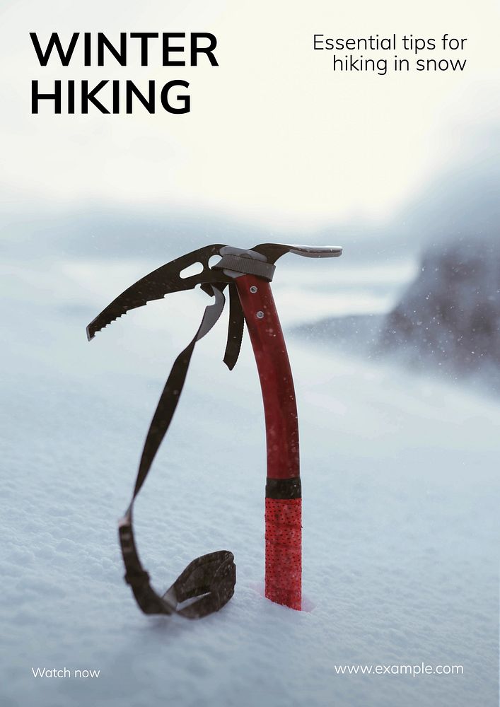 Winter hiking tips poster template
