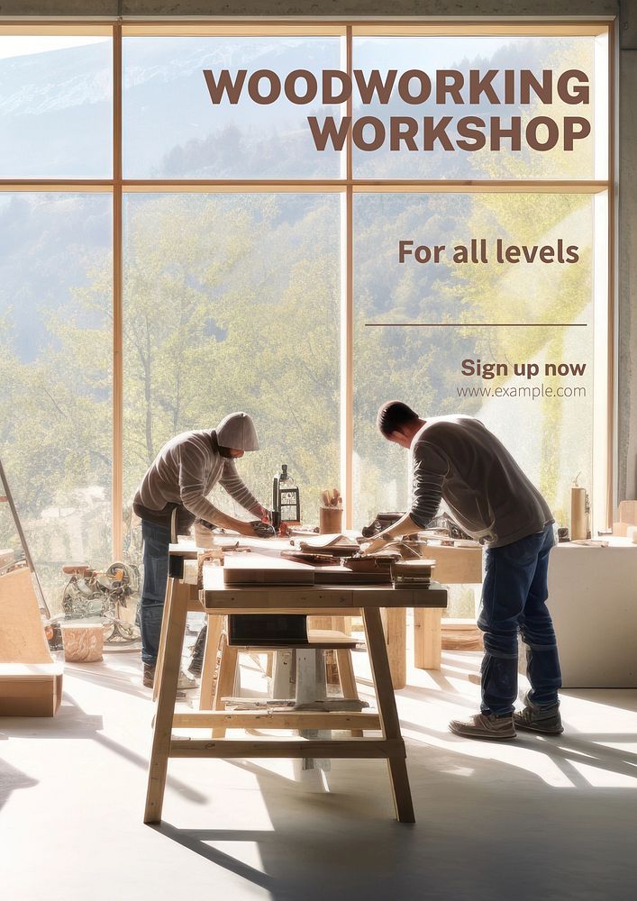 Woodworking workshop poster template