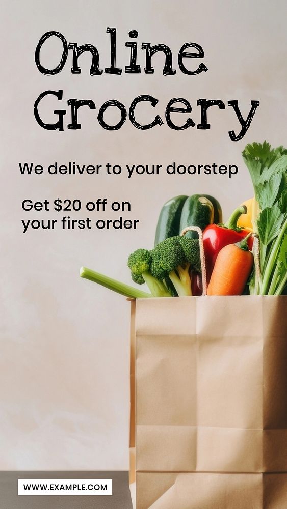 Online grocery Instagram story template, Facebook story