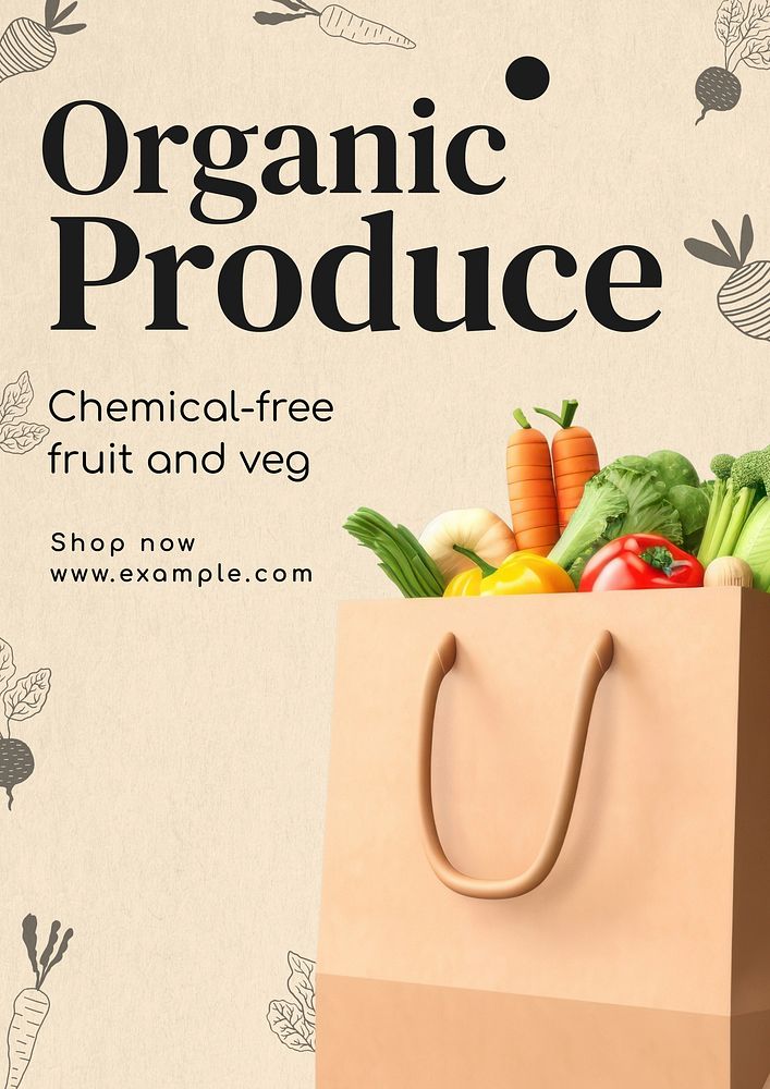 Organic produce poster template