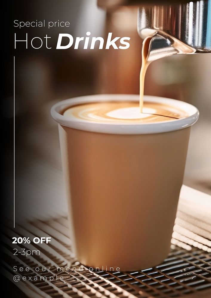 Hot drinks sale poster template and design