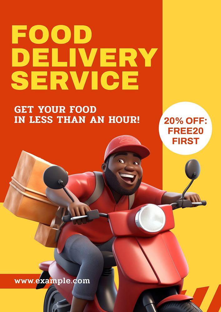Fastest food delivery poster template and design