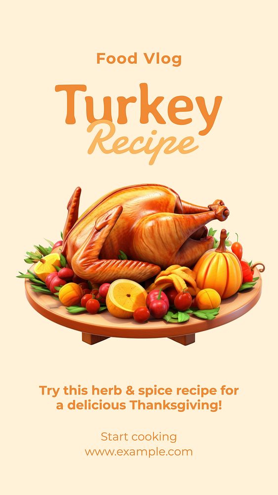 Turkey recipe Instagram story template