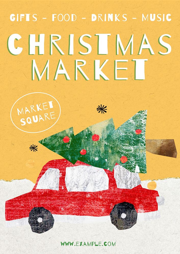 Christmas market poster template and design