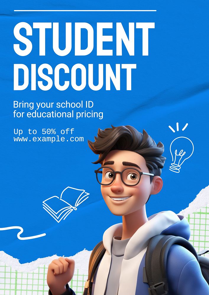 Student discount poster template and design