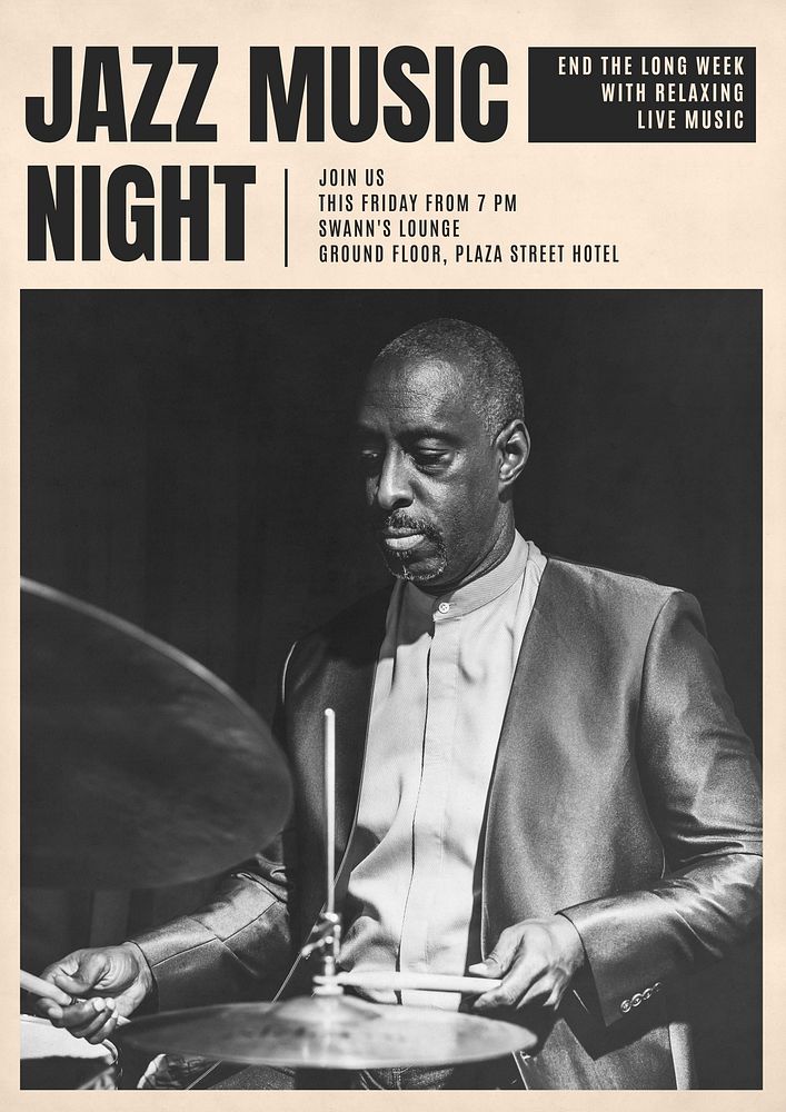 Jazz music night poster template
