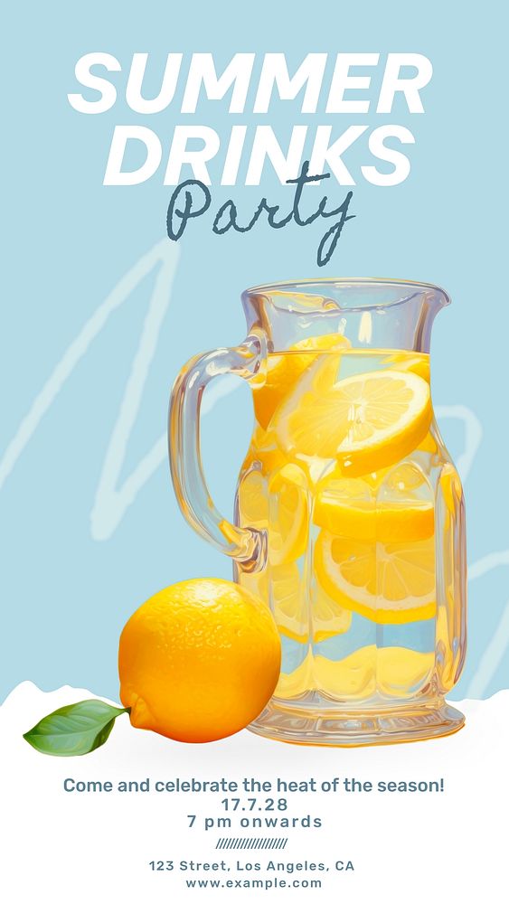 Summer drinks party Facebook story template