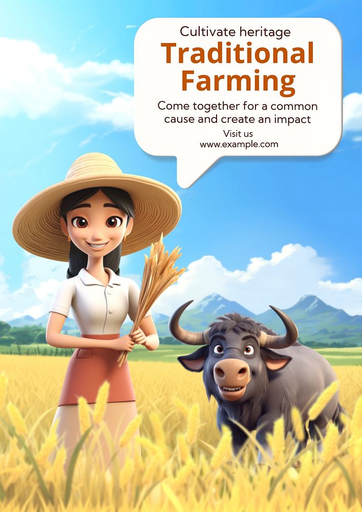 Traditional farming poster template and design