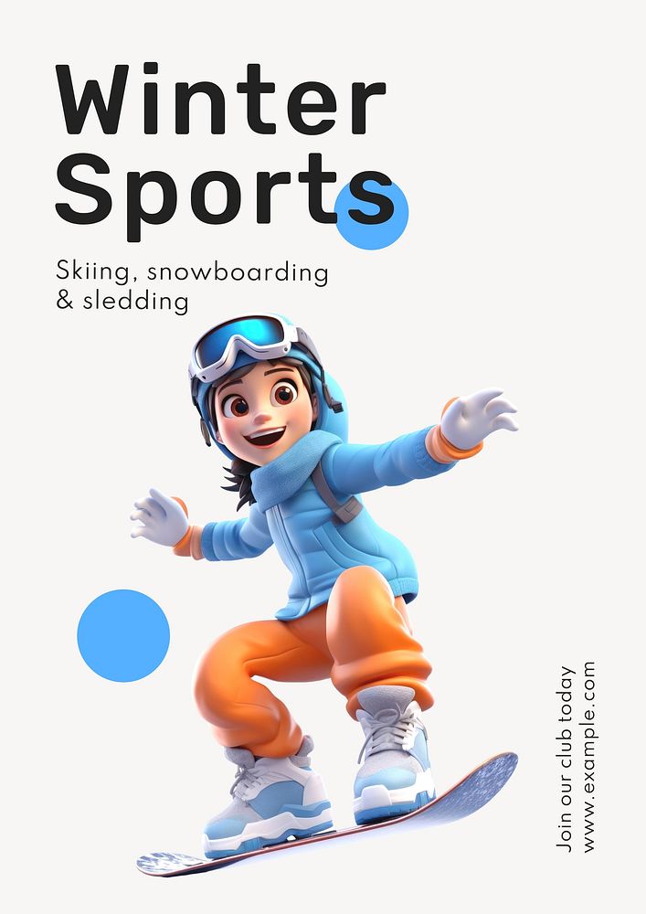Winter sports poster template and design