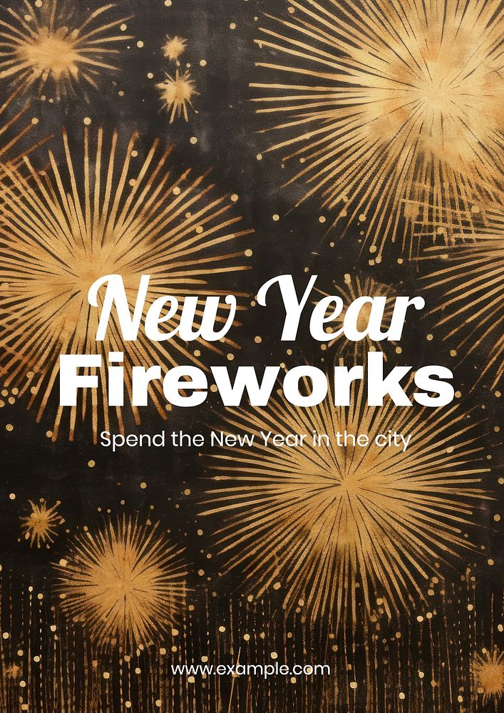New year fireworks poster template