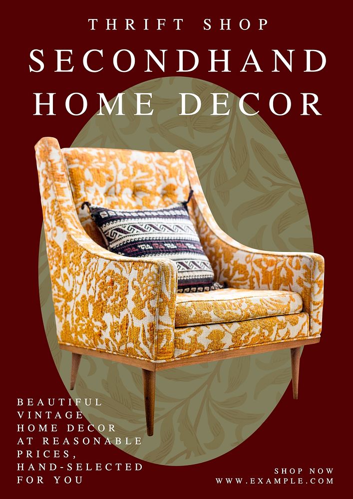 Secondhand decor shop poster template and design