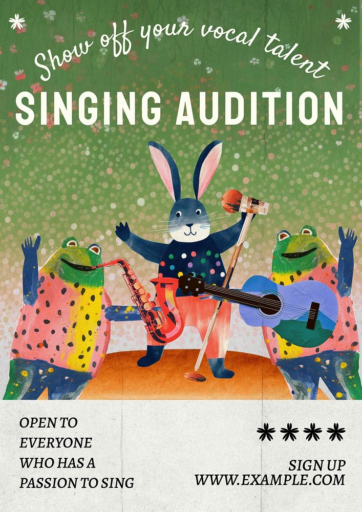 Singing audition poster template and design
