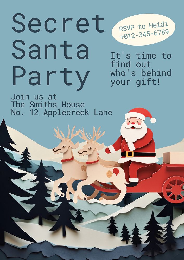 Secret Santa party poster template