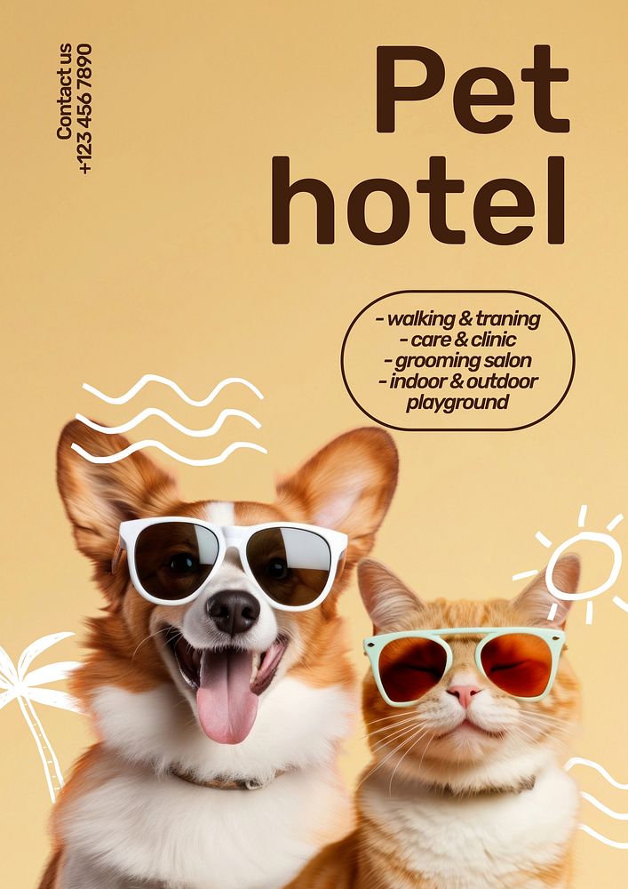 Pet hotel poster template and design