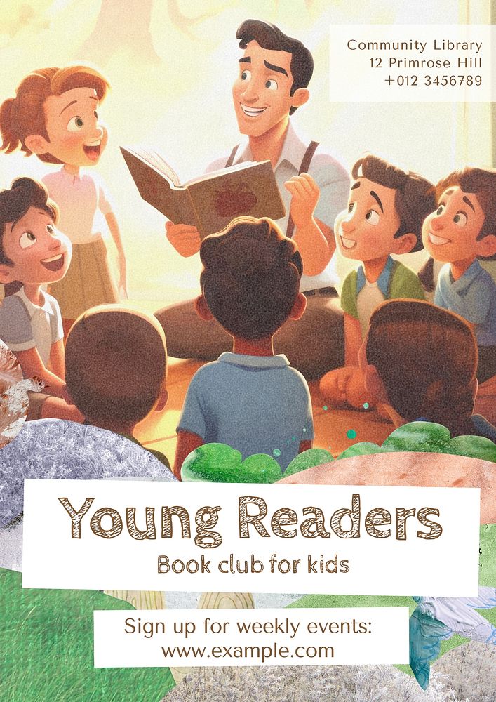 Young readers  poster template and design