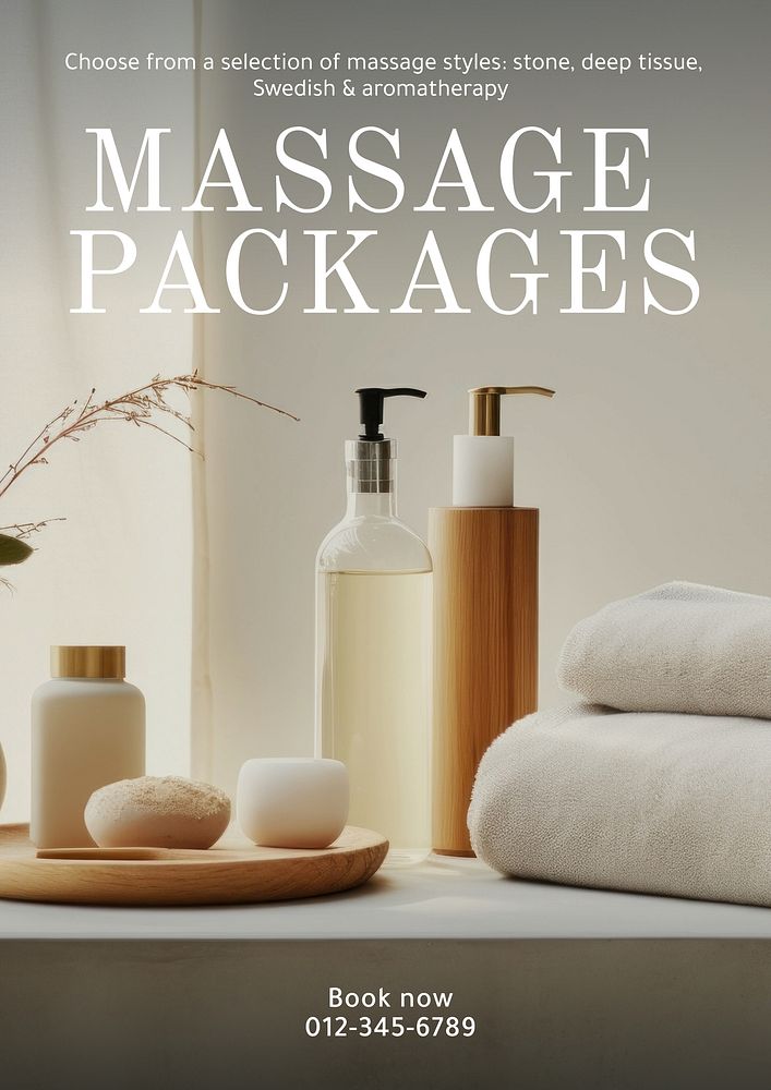 Massage packages poster template and design