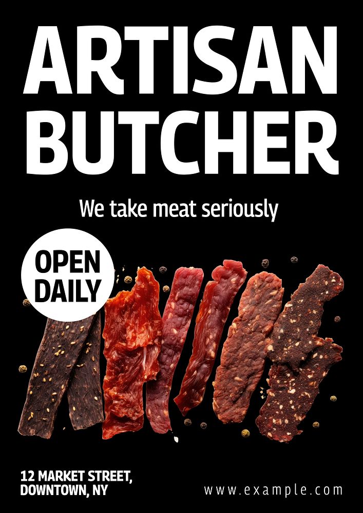 Artisan butcher poster template and design