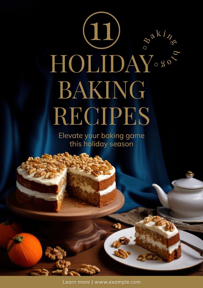 Holiday baking recipes poster template and design