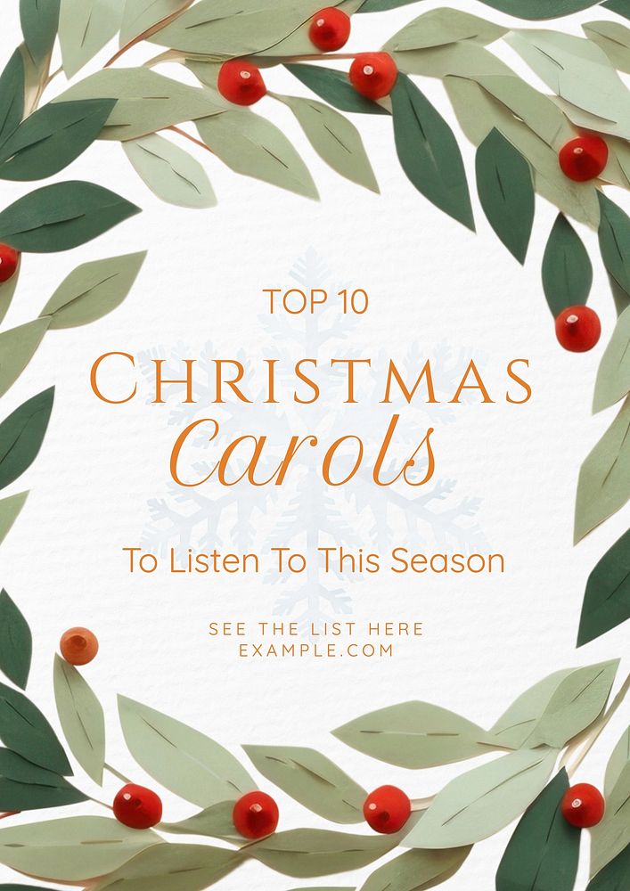 Christmas carols list poster template