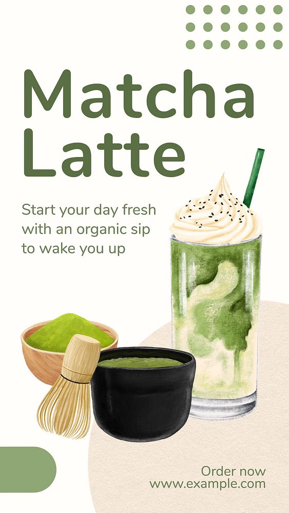 Matcha latte Facebook story template