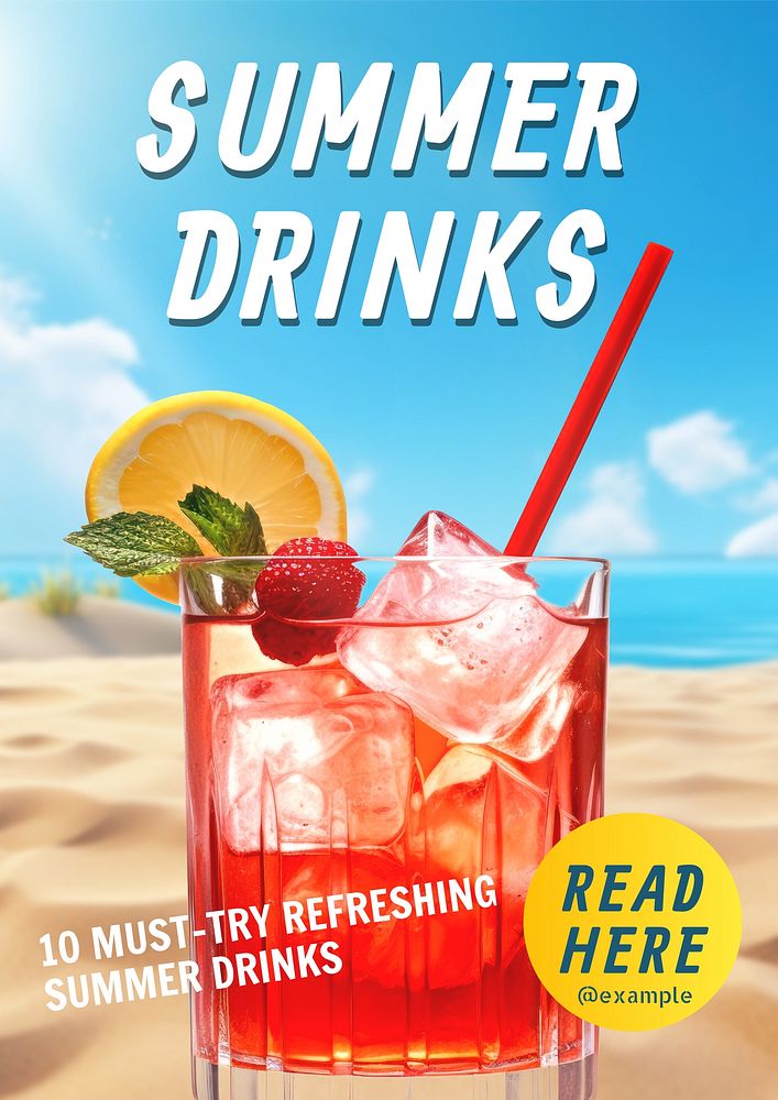 Summer drinks poster template and design