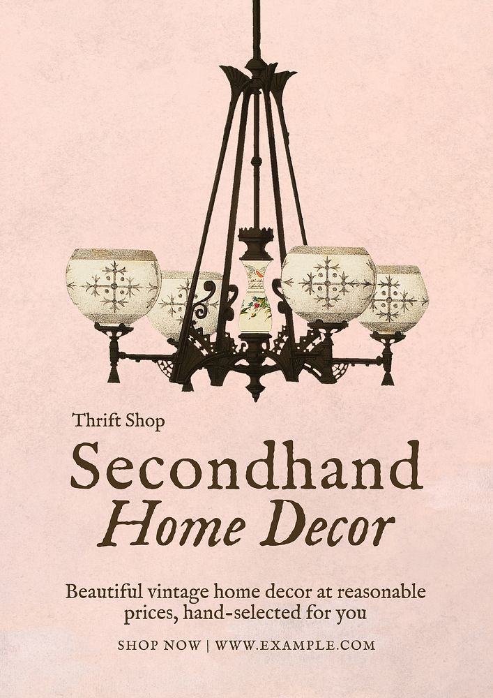 Secondhand decor shop poster template