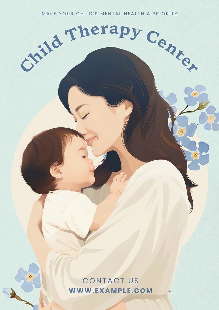 Child therapy center poster template