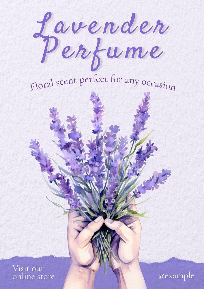 Lavender perfume poster template and design