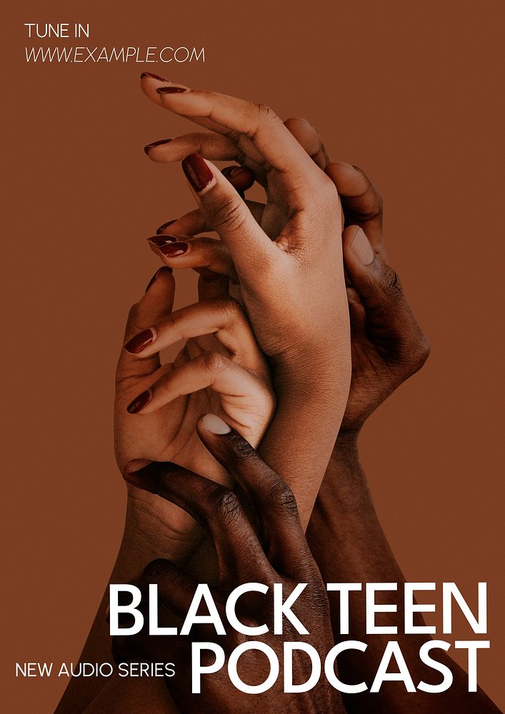 Black teen podcast poster template