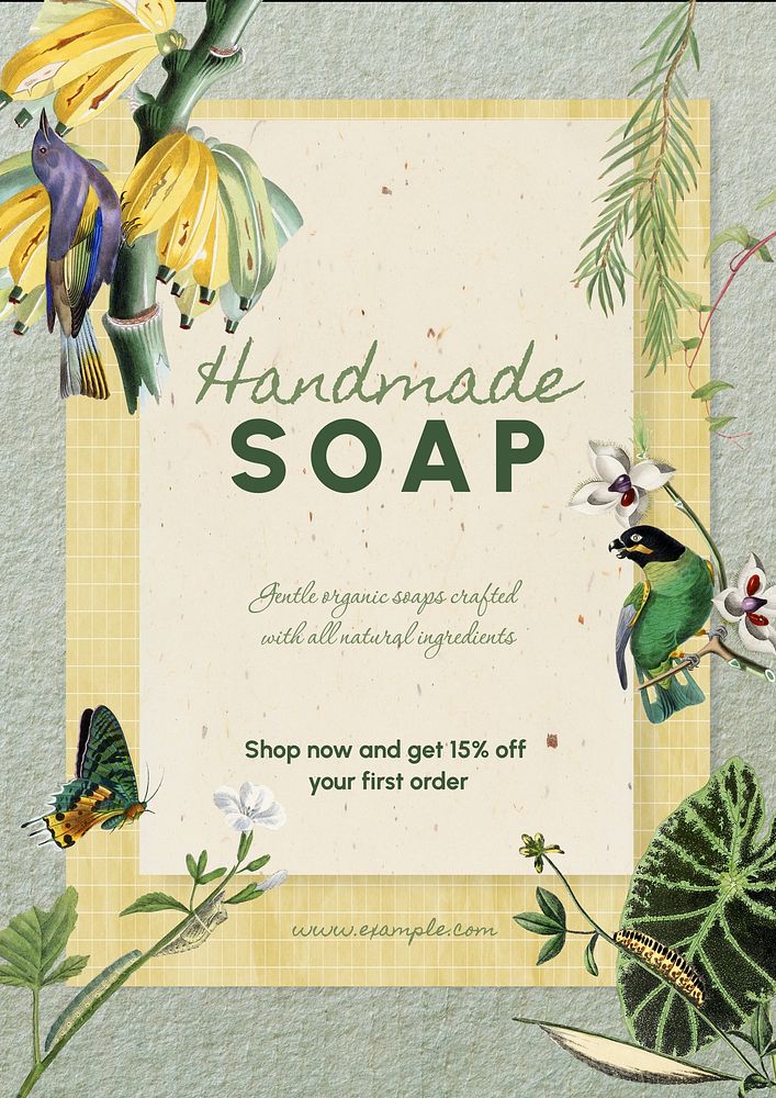 Handmade soap poster template