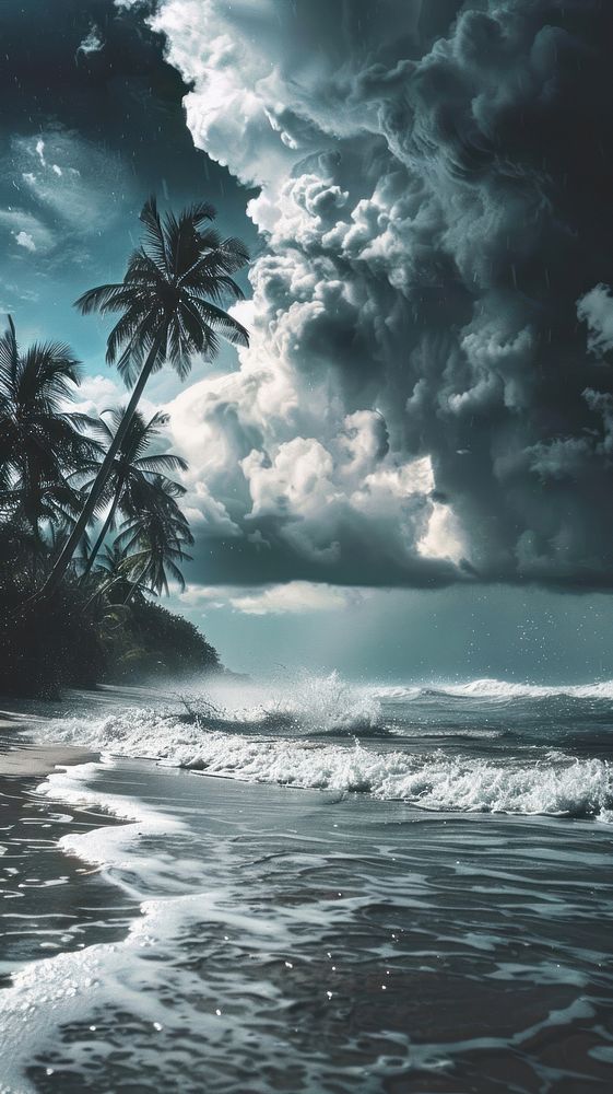 Storm on the beach shoreline arecaceae outdoors.
