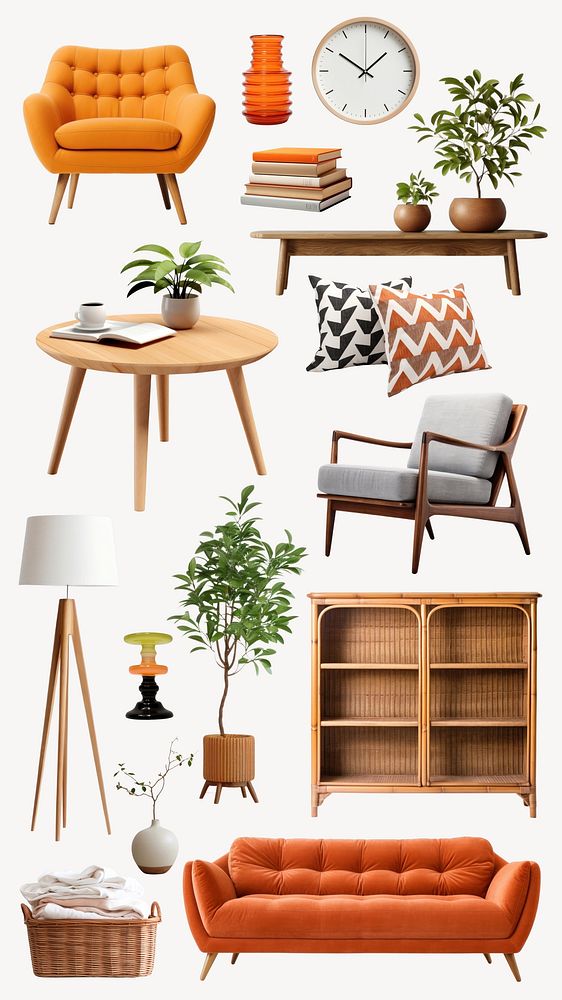 Home furniture isolated image set