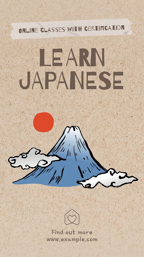 Learn Japanese online  Instagram story template
