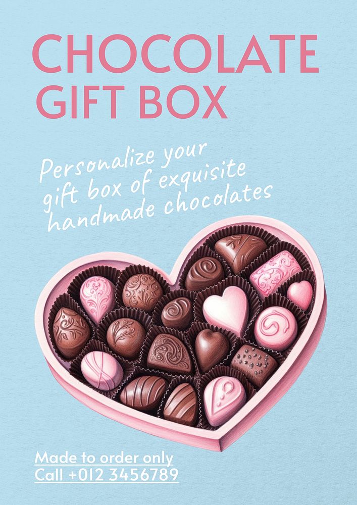 Chocolate gift box poster template