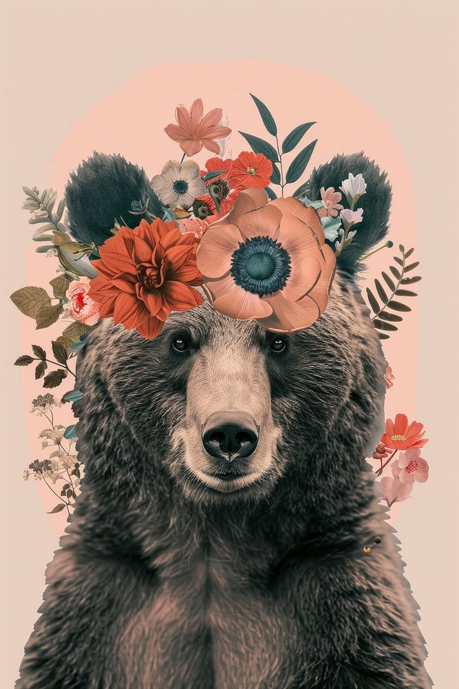 Bear art wildlife blossom.
