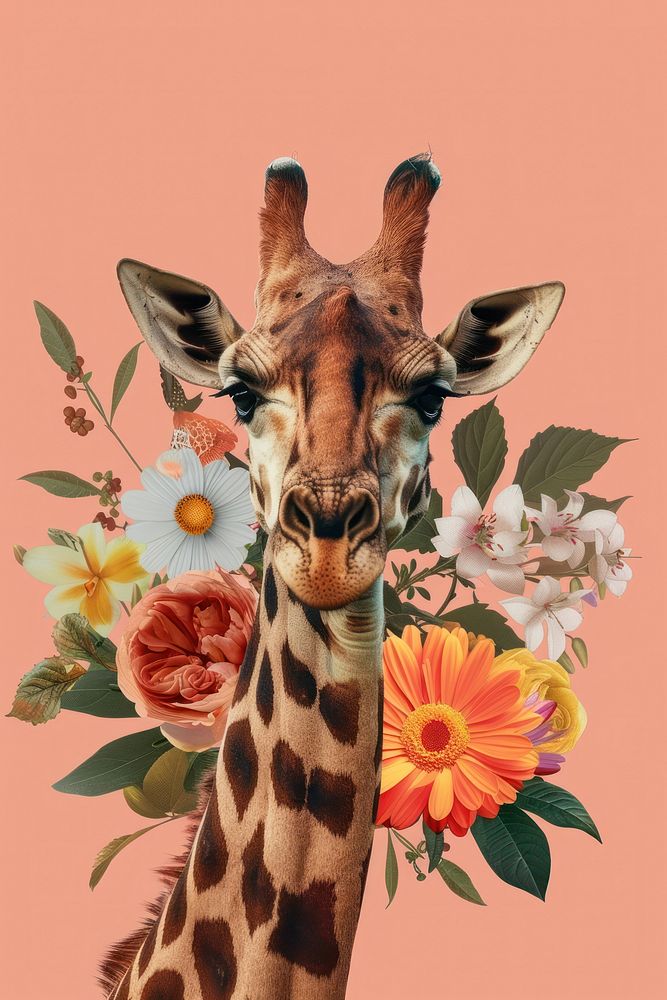 Giraffe wildlife blossom animal.