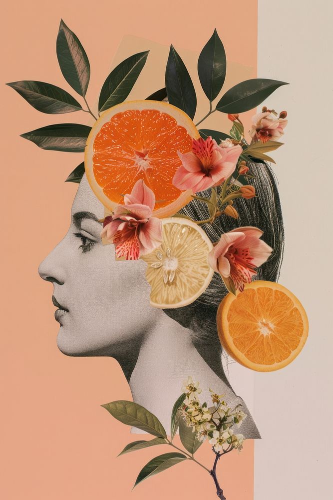 Orange and floral art advertisement grapefruit.