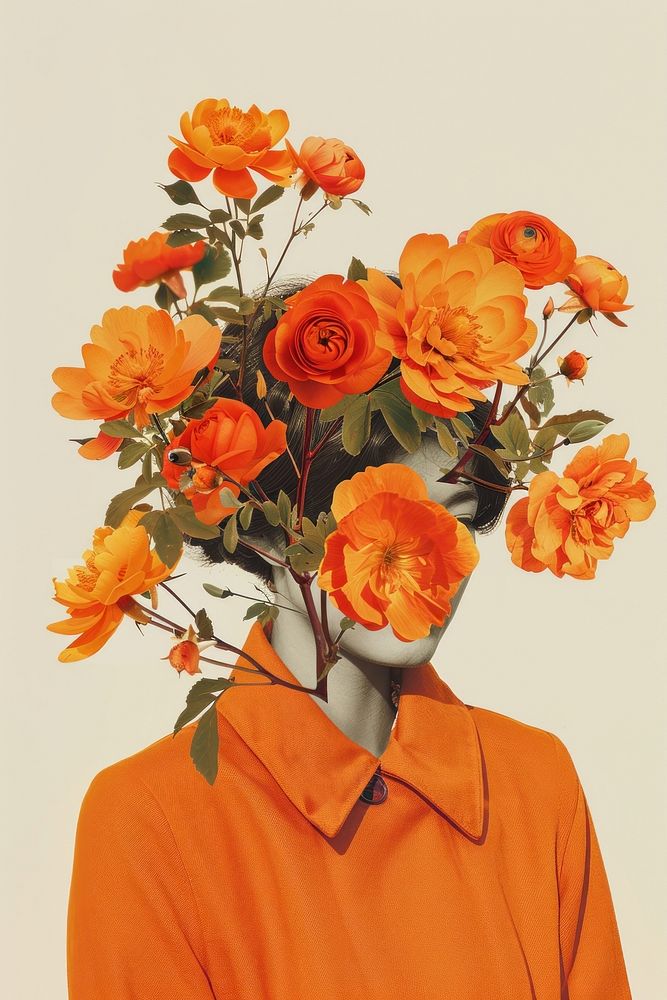 Orange and floral art graphics blossom.