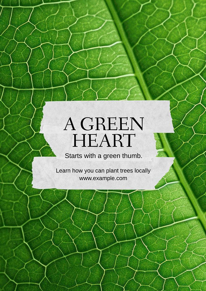 Green heart poster template
