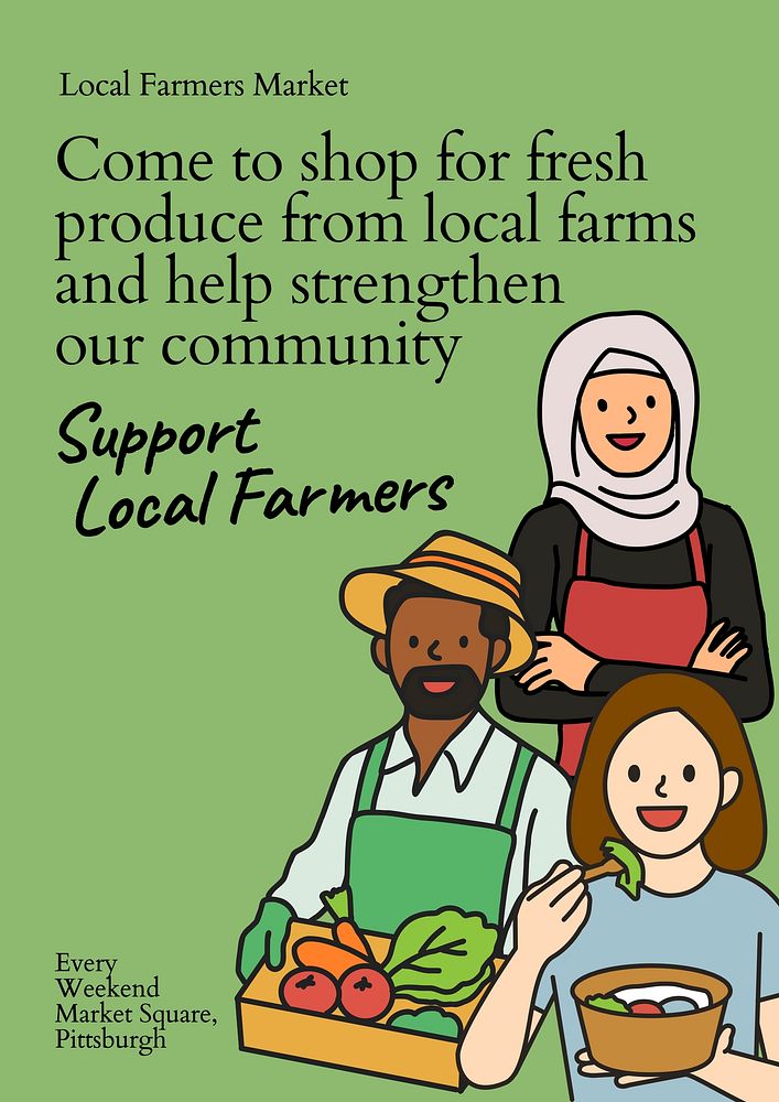 Support local farmers poster template