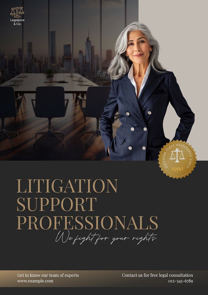 Litigation support professionals poster template