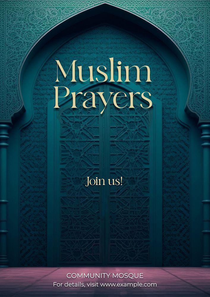 Muslim prayers poster template