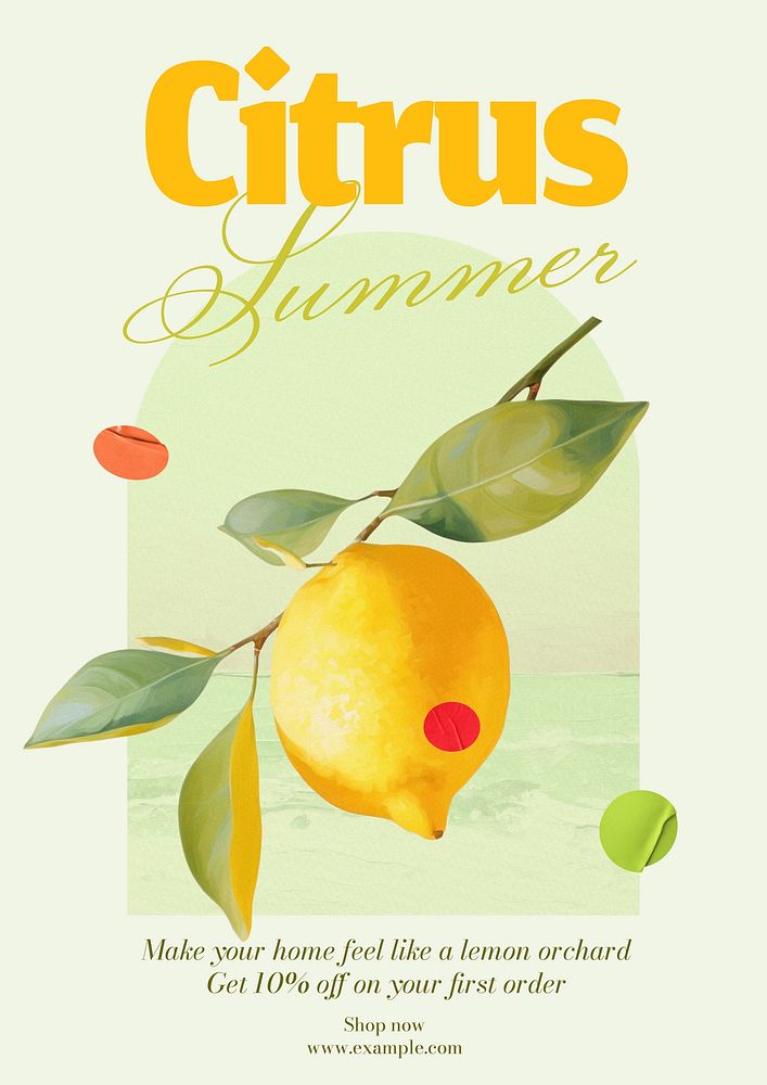 Citrus summer poster template | Free Photo - rawpixel