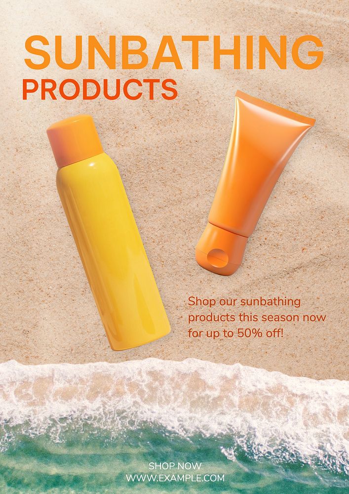 Sunbathing products poster template